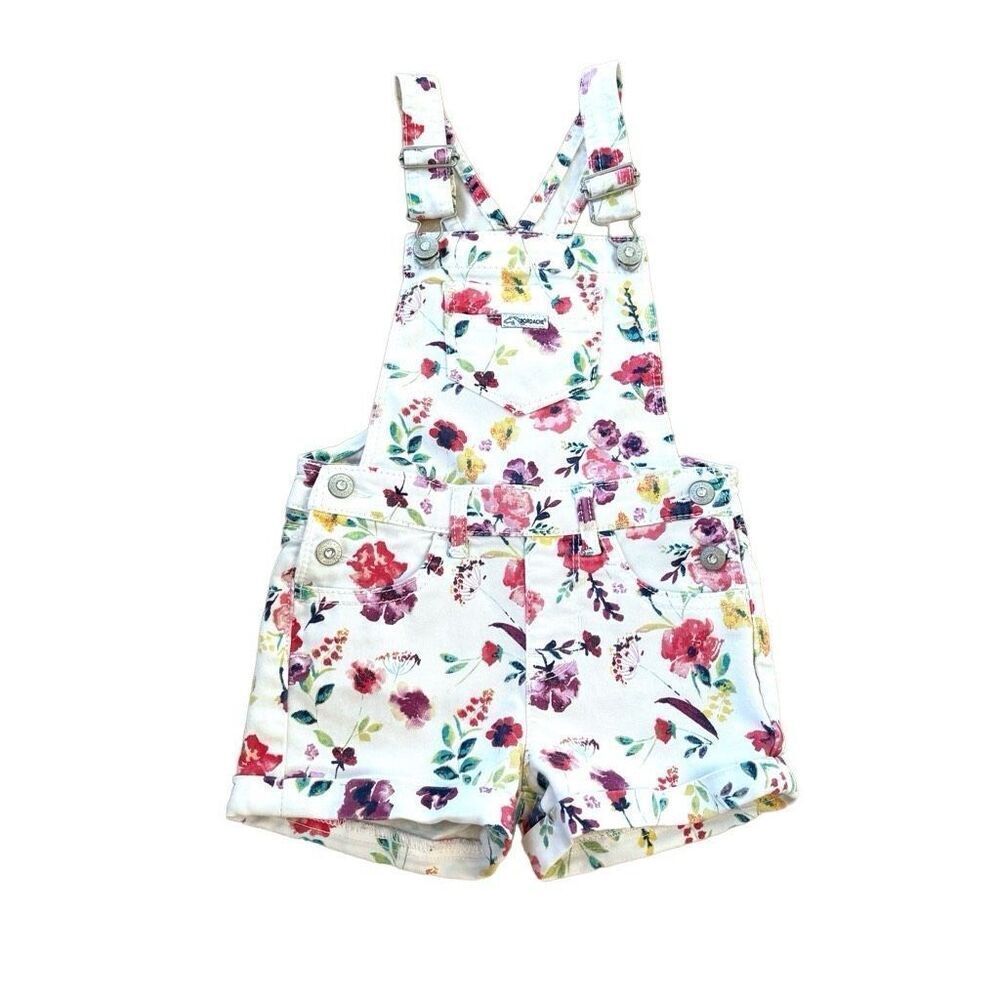 Jordache Floral Shortalls Bib Overall Shorts Size 4T
